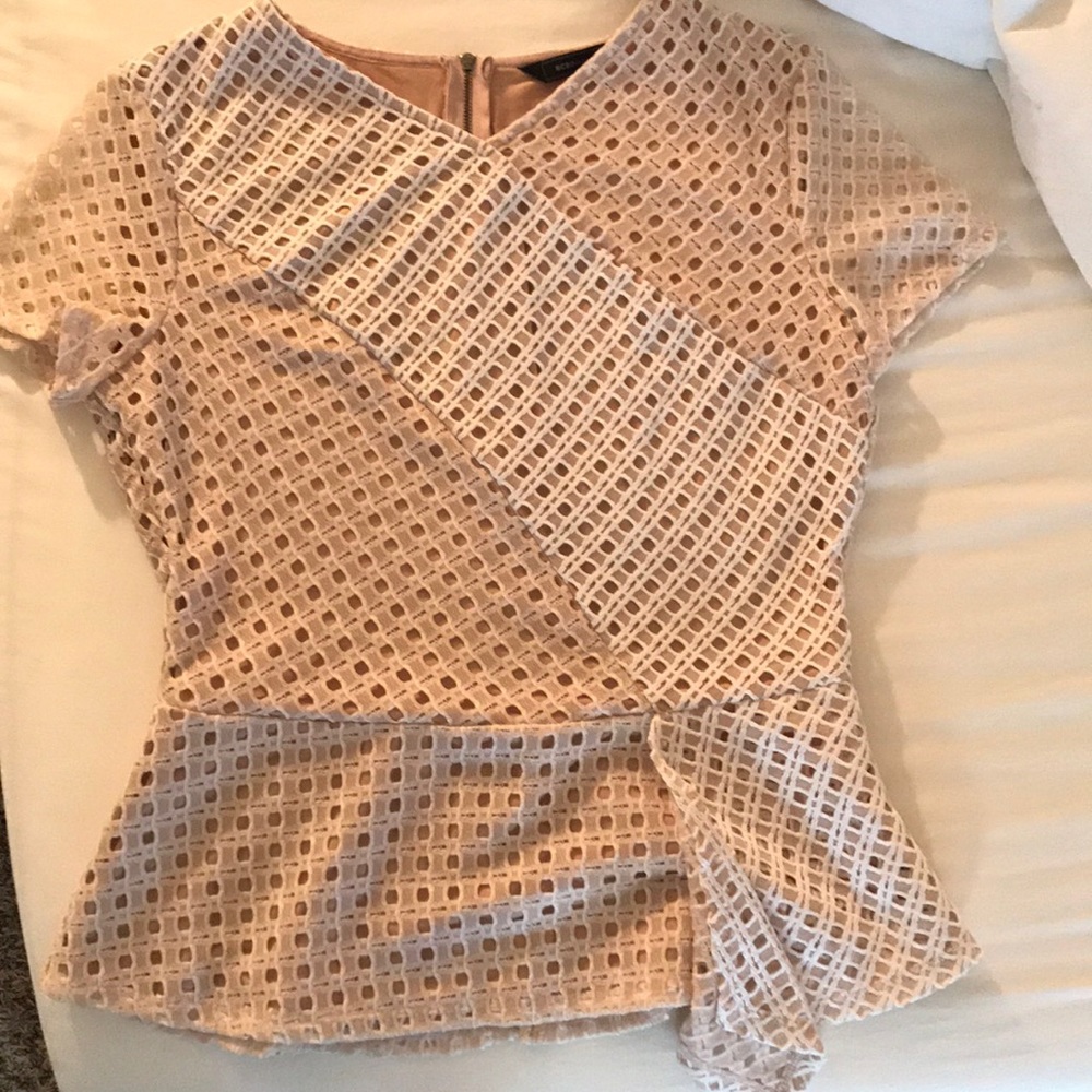 BCBG Baby Pink Peplum Top